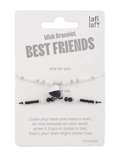 Набор парных браслетов с подвеской «Сердечко», бисер, металл, Lafilaf - фото 2