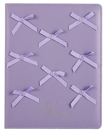 Дневник шк. "Сиреневые бантики" кожзам, тв.переплёт, поролон, аппликация, полноцв.печать, пантон, одно ляссе, загругл.углы, универс.шпаргалка - фото 1