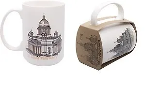 Кружка фарфор 500мл СПб.Спас-Исаакий ч/б рисунок - фото 1