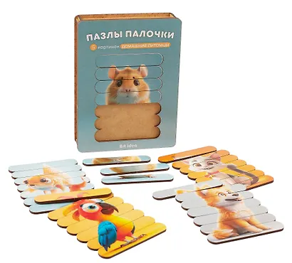 Пазл-палочки  "Домашние питомцы" 5 картинок - фото 4