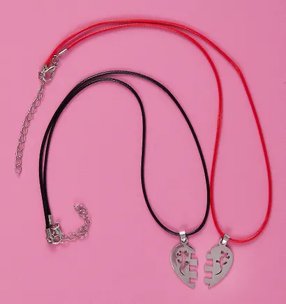 Набор парных кулонов «Половинки сердца», текстиль, металл, Lafilaf - фото 2