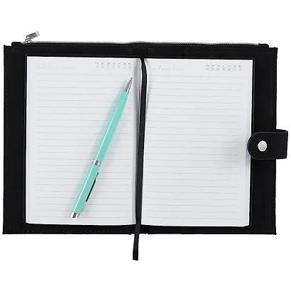 Ежедневник-органайзер недат. А6+ 80л 124*174 "Велюр" черный, мягкий переплет, на кнопке, карманы, офсет, ляссе - фото 4