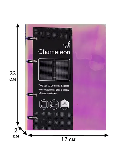 Тетрадь на кольцах в клетку Listoff, "Chameleon. Золотистый", 120 листов - фото 3