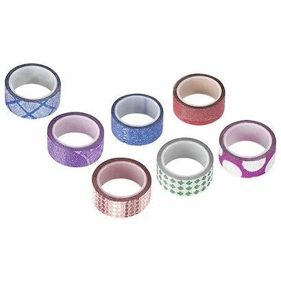 Клейкие ленты полимерные для декора с блестками ГЕОМЕТРИЯ, 15 мм х 3 м, 7 цветов, ОСТРОВ СОКРОВИЩ, 661717 - фото 4