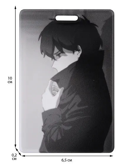 Чехол для карточек вертикальный Аниме Синтонимы Персонаж в плаще (ч/б) (Медина Мирай) (ДК2022-419) - фото 3