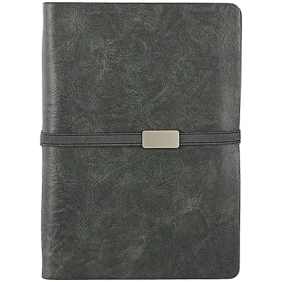 Ежедневник-органайзер недат. А5+ 160л 160*225 "Жатка" серый, кожзам, мягкий переплет, тонир.блок, 4 кольца, гориз.резинка - фото 1