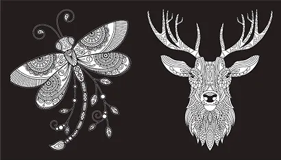 Темный лес. Раскраска на черном фоне - фото 7