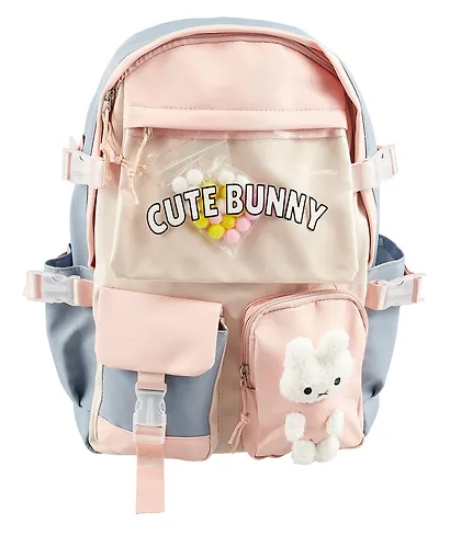 Рюкзак "Зайка" 42*27*15см, сине-розовый, с игрушкой - фото 4