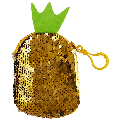 Кошелек с пайетками на молнии Ананас (12х8) (текстиль) - фото 2