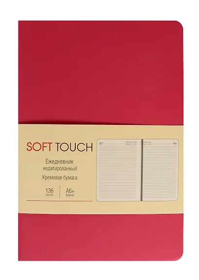Ежедневник недатированный «Soft Touch» А6+, морозный румянец, 136 листов, экокожа, Listoff - фото 1