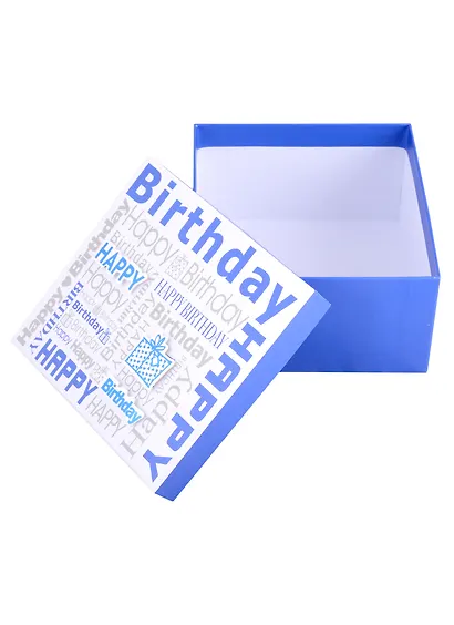 Коробка подарочная "Happy birthday" синяя, 15*15*8,5см, картон - фото 4