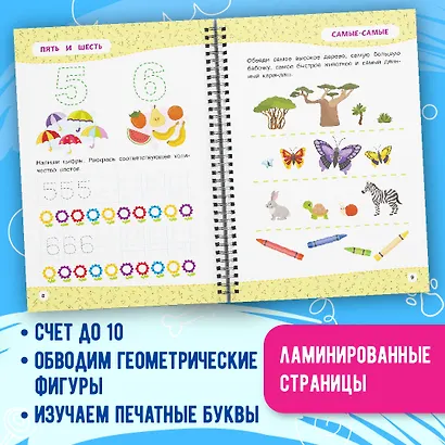 Комплект из 3 книг: Мои первые многоразовые прописи 4-5 лет: Развивайка-обучайка + Пишем буквы + Пишем цифры - фото 5