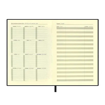 Ежедневник недат. А6+ 126*174 160л "Кассандра" черный, кожзам, мягкий переплет, блинт.тисн, тонир.блок, ляссе - фото 10