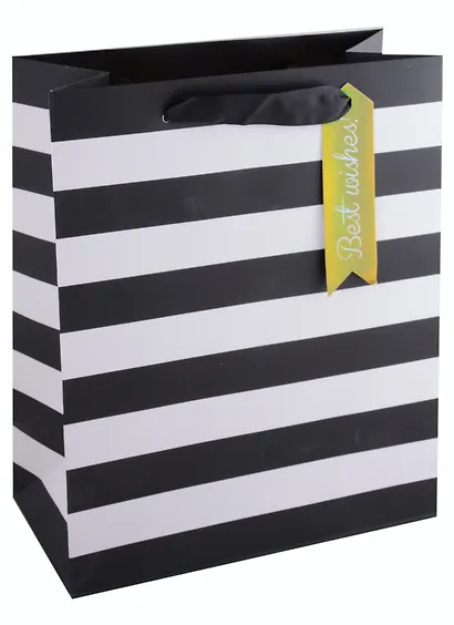 Пакет А4 26*32*12,5 "Black and white" нейтр., бум., блестки сыпучки, тег из "золотого" картона - фото 1