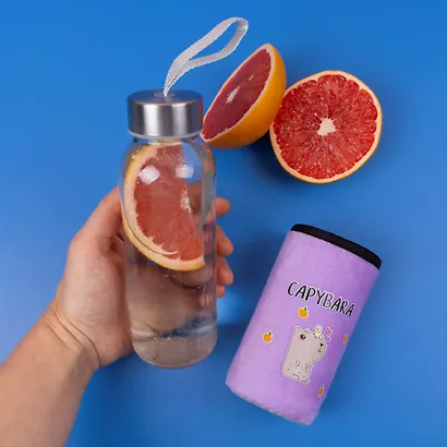 Бутылка в чехле велюр Капибара с птичкой (стекло) (300мл) (12-07229-CPBR-7) Bookvalno - фото 14