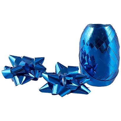 Набор для упаковки «Металлик синий», 2 банта, лента - фото 1