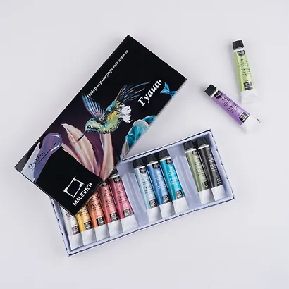 Краски гуашевые 12цв 12мл перламутровые, к/к, Малевичъ - фото 5