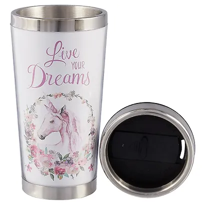 Термостакан Live your dreams (единорог) (пластик) (400мл) - фото 2