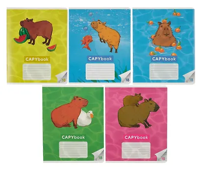 Тетрадь А5 18 листов "Капибары на природе" + ручка гелевая синяя пиши-стирай, + ручка шариковая синяя - фото 2