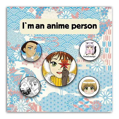 Набор значков. I'm an anime person (5 шт.) - фото 2