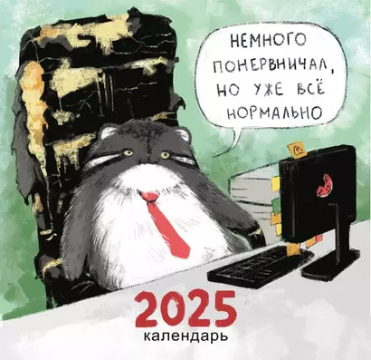 Календарь 2025г 300*290 "Немного психанул" настенный, на скрепке - фото 1