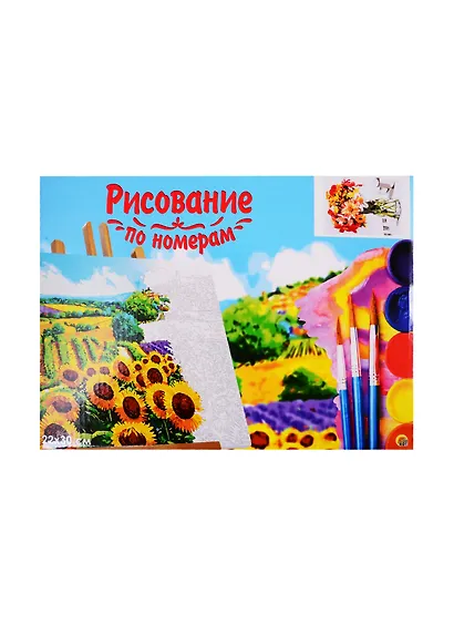 Набор д/творчества Рыжий кот Холст с красками 22х30см по номерам Красочный букетик HS412 - фото 2
