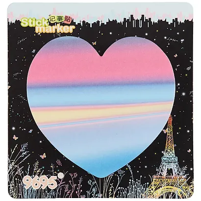 Блок бумаги самоклеяйщийся "Heart" 75л, фигурный, ассорти, инд.у.п - фото 4