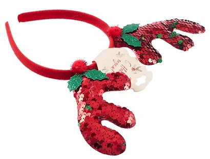 Ободок новогодний Рожки олененка с цветами (текстиль) (12-6142-HNY12) - фото 4