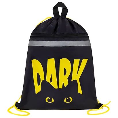 Мешок для сменной обуви "Dark cat" 46*36см, с петлей, светоотр. полоса,инд.уп. - фото 1