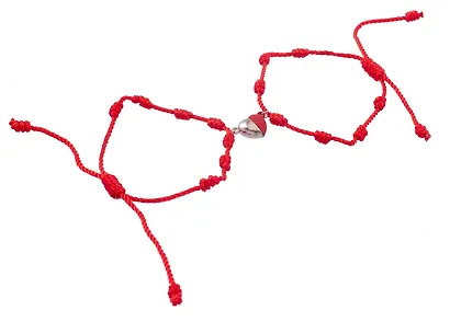 Набор парных браслетов с подвеской «Сердечко», текстиль, металл, Lafilaf - фото 4