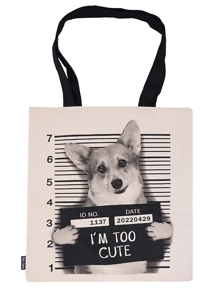 Сумка-шоппер Корги Im too cute цветная, текстиль 40см.*32см. - фото 1