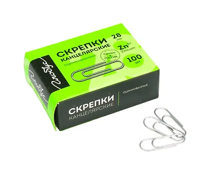 Скрепки 28мм 100шт, круглые, оцинк. - фото 1