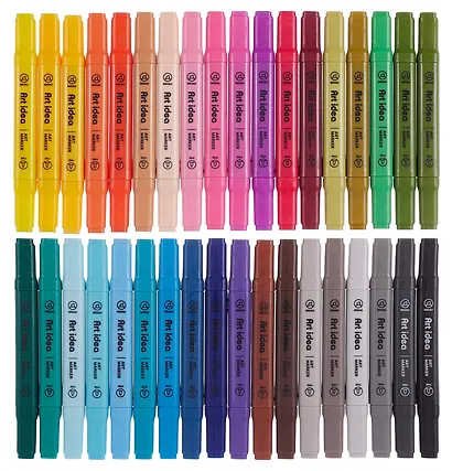 Маркеры для скетчинга 36 цветов, двусторонние пулевидный/скошенный наконечник, Art idea - фото 2