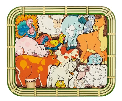 Зоопазл деревянный "Переполох на ферме" 14 деталей - фото 1