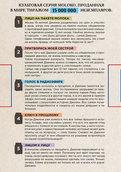 Лицо на пакете молока. Детективная история в 5 книгах + подарок - фото 2