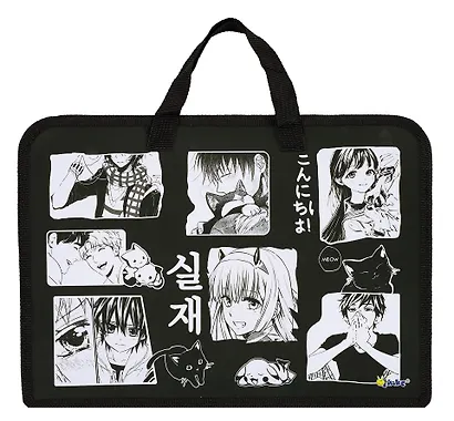 Папка для тетрадей А4 "Чёрно-белое аниме " 34*24,5*3 см, пластик - фото 4