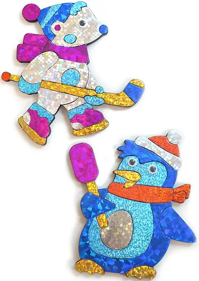 Игрушки на магнитах с фольгой. Пингвин. Белый мишка - фото 6