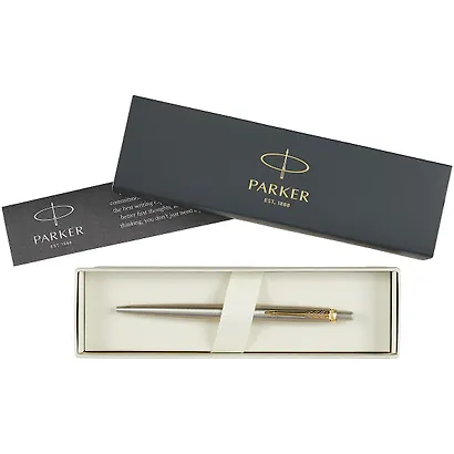 Ручка шариковая Parker, Jotter Stainless Steel GT, подарочная синяя - фото 2