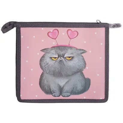 Папка для тетрадей А5 "МОДНЫЙ КОТ" 23*20*5см пластиковая, молния - фото 1