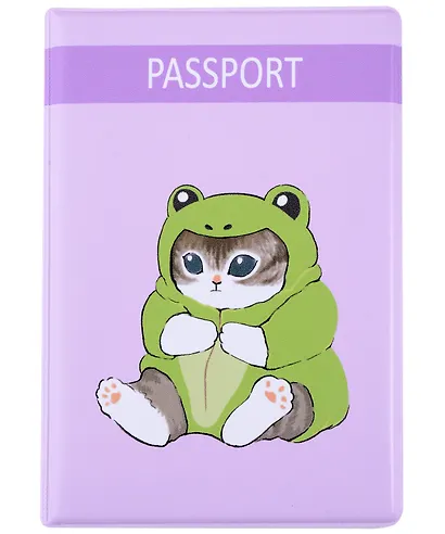 Обложка для паспорта Kawaii Котик кигуруми (лягушка) (ОП2024-418) - фото 2