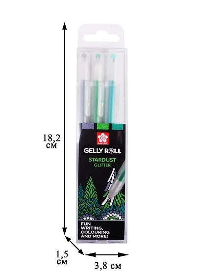 Набор гелевых ручек Stardust "Лес" 3шт. (изумрудный, натуральный, зеленый), Sakura - фото 3