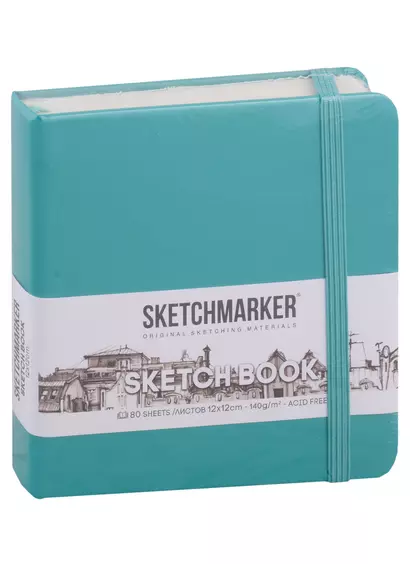 Скетчбук 12*12 80л "Sketchmarker" изумрудный, нелинованн. 140г/м2, слоновая кость, тв.обл. - фото 1