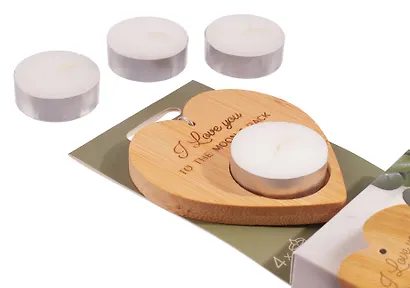 Набор чайных свечей с подсвечником Сердце Love to the Moon (4 штуки) - фото 3