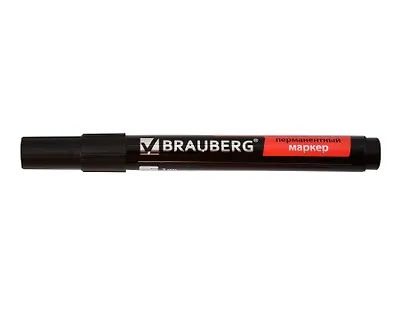 Маркер перманентный (нестираемый) BRAUBERG без клипа круглый наконечник 3мм черный 150465 - фото 1