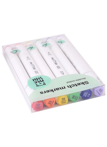 Маркеры для скетчинга 06цв MESHU двусторонние, основные цвета, MESHU - фото 3