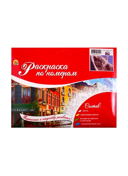 Набор ТМ Рыжий Кот Раскраска на картоне A4 Спящий котёнок (Арт. Р-2395) - фото 2