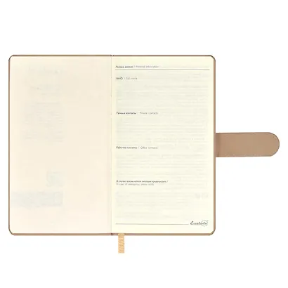 Ежедневник недат. А6+ 120л 110х190 "Бейбискин" бежевый, иск.кожа, тв.переплёт, тиснение фольгой, магнит.клапан, офсет, ляссе - фото 4