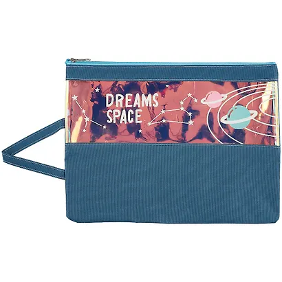 Папка для тетрадей А4 "Dreams space" молния, ручка, ассорти - фото 1