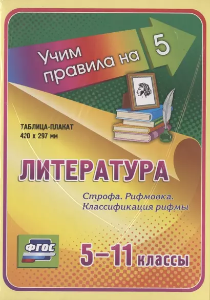 Литература. Строфа. Рифмовка. Классификация рифмы. 5-11 классы. Таблица-плакат - фото 1