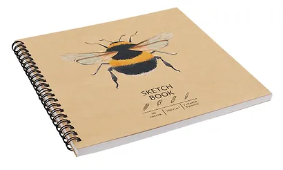 Скетчбук 190*190 30л "DRAFT and CRAFT. Bee", 180г/м2, обложка крафт картон, евроспираль - фото 3
